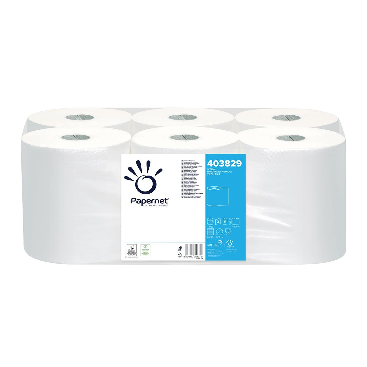 Papierhandtücher Rollenhandtücher Außenabrollung 2-lagig, Zellstoff weiß, 140 m | 6 Rollen passend für Spender: 70220 | 70240 | 70251 | 70909 (mit Adapter 99680 auch für 70229 | 70230 | 70231)